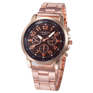 Women Watches Classic Watch Women Quartz Wristwatch Stainless Steel Ladies Clock Rose Gold