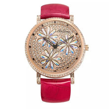 Load image into Gallery viewer, Melissa Luxury Women Rhinestones Watches Leather Gorgeous Crystal Flowers Jewelry Watch