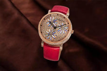 Load image into Gallery viewer, Melissa Luxury Women Rhinestones Watches Leather Gorgeous Crystal Flowers Jewelry Watch