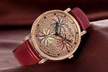 Load image into Gallery viewer, Melissa Luxury Women Rhinestones Watches Leather Gorgeous Crystal Flowers Jewelry Watch