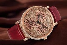 Load image into Gallery viewer, Melissa Luxury Women Rhinestones Watches Leather Gorgeous Crystal Flowers Jewelry Watch