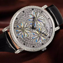 Load image into Gallery viewer, Melissa Luxury Women Rhinestones Watches Leather Gorgeous Crystal Flowers Jewelry Watch